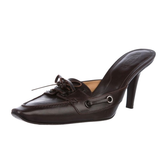 Tods Leather Square Toe Mules - Picture 1 of 5